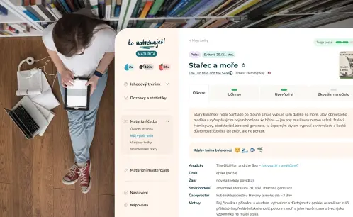 Dívka s tabletem na kolenou a okno aplikace
