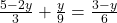 \frac{5 - 2y}{3} + \frac{y}{9}=\frac{3 - y}{6}