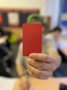 červená kartička pro doučování češtiny
