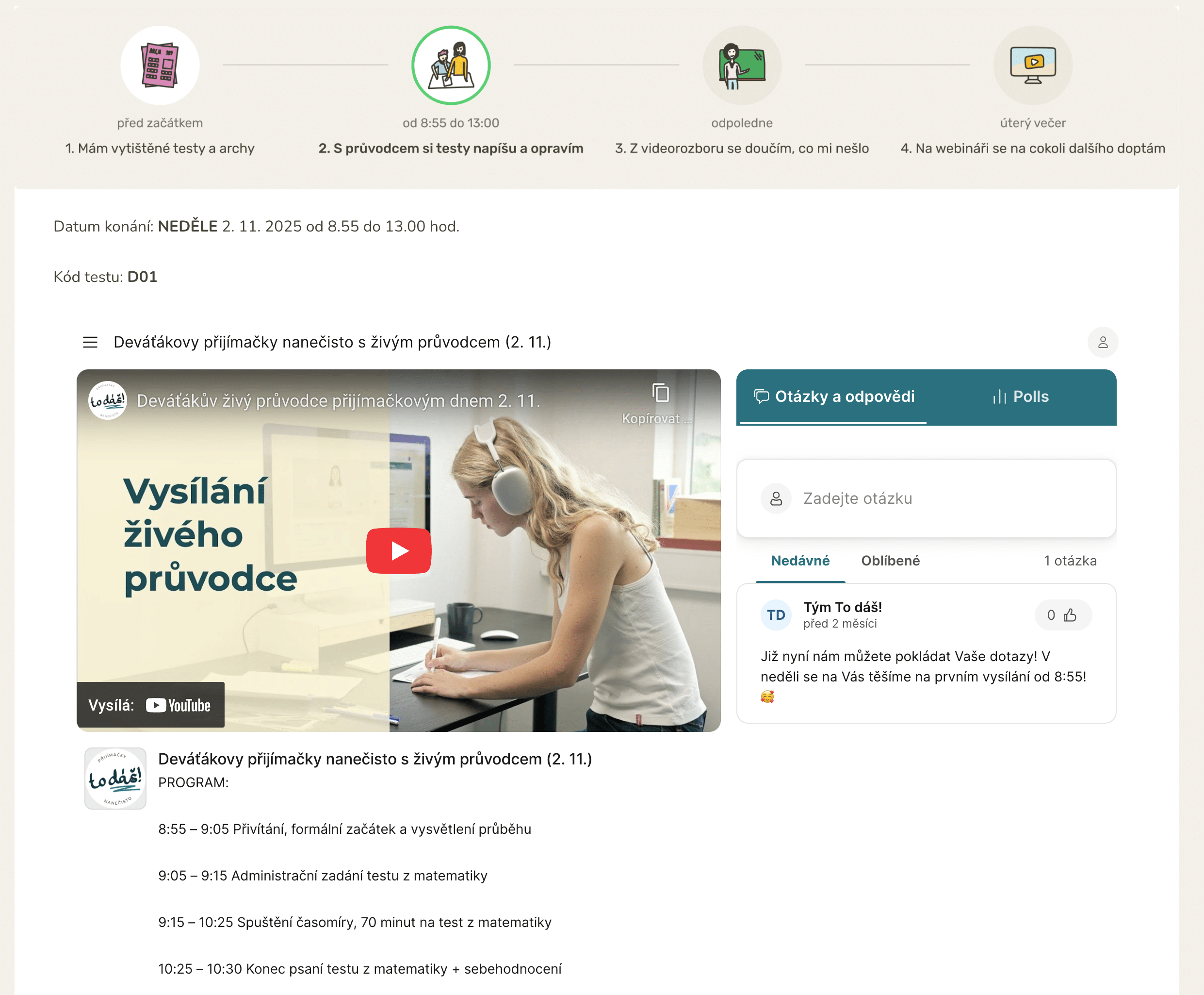 příprava na přijímací zkoušky online